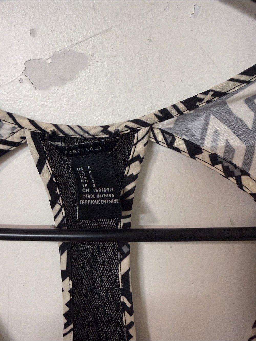 Women's Black and Cream Aztec Print Dress Y2K - Picture 2 of 3
